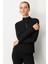 Fermuar Yaka Yarım Balıkçı Triko Kazak-Siyah 2