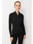 Fermuar Yaka Yarım Balıkçı Triko Kazak-Siyah 3
