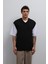Siyah Örgü Erkek Triko Yelek 4