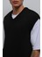 Siyah Örgü Erkek Triko Yelek 5