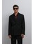 Siyah Relax Fit Kruvaze Erkek Blazer Ceket 1