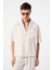 Ekru Apaş Yaka Modal Kumaş Erkek Gömlek 1