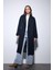 Lacivert Kadın Yumuşak Dokulu Oversize Kruvaze Kaban 5