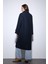 Lacivert Kadın Yumuşak Dokulu Oversize Kruvaze Kaban 9