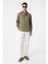 Haki 100% Keten Comfort Fit Erkek Gömlek 3