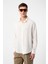 Ekru Relax Fit Dokulu Erkek Gömlek 1