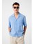 Mavi Apaş Yaka Modal Kumaş Erkek Gömlek 1