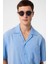 Mavi Apaş Yaka Modal Kumaş Erkek Gömlek 4