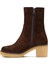 Kadın Kahverengi Fermuarlı Kalın Topuklu Süet Deri Bot 25WFD151310 4