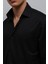 Siyah Düğmeli Yaka Relax Fit Erkek Gömlek 4