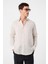 Bej 100% Keten Comfort Fit Erkek Gömlek 1