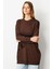 Simli Çiçek Detaylı Triko Tunik-KAHVE 10