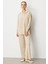 Kapüşon Detay Simli Triko Takım-BEJ 1