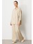 Kapüşon Detay Simli Triko Takım-BEJ 3
