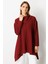 Asimetrik Kesim Kapüşonlu Dokuma Tunik-BORDO 1
