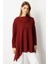 Asimetrik Kesim Kapüşonlu Dokuma Tunik-BORDO 4