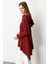 Asimetrik Kesim Kapüşonlu Dokuma Tunik-BORDO 5