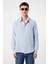 Mavi Çizgili ve Dokulu Erkek Gömlek 1