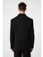 Siyah Relax Fit Keten Karışımlı Erkek Blazer Ceket 4