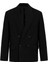 Siyah Relax Fit Keten Karışımlı Erkek Blazer Ceket 5