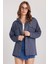 Kadın Relax Fit Rahat Kesim Örme Çift Cepli Lacivert Gömlek 2