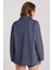 Kadın Relax Fit Rahat Kesim Örme Çift Cepli Lacivert Gömlek 7