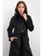 Yakası Çıkabilen Kürklü Moher Uzun Kaban Siyah 3151 6