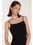 Kadın Slim Fit Dar Kesim Esnek U Yaka Midi siyah Elbise 2