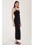 Kadın Slim Fit Dar Kesim Esnek U Yaka Midi siyah Elbise 4