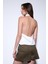 Beyaz Saten Halter Kadın Top 6