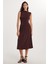 Kadın Slim Fit Dar Kesim Kahverengi Kolsuz Bisiklet Yaka Midi Boy Elbise 1