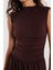 Kadın Slim Fit Dar Kesim Kahverengi Kolsuz Bisiklet Yaka Midi Boy Elbise 2