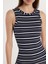 Kadın Slim Fit Dar Kesim Sıfır Kol Halter Yaka Çizgili Elbise 2