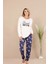 Lady Lingerie Uzun Kollu,desenli Kadın Pijama Takımı 1