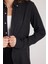 Kadın Slim Fit Düğmeli Yaka Kışlık Yün Viskon Düz Siyah Gömlek 3