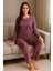 Inspira Ekoseli Çiçek Desenli Uzun Kol Kadın Pijama Takımı 2 Iplik Kışlık Kumaş 1