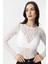 Beyaz Dantel Transparan Kadın Top 3