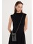 Kadın Slim Fit Dar Kesim Siyah Kolsuz Bisiklet Yaka Midi Boy Elbise 3