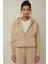 Kadın Oversize Fermuarlı Kapüşonlu Sweatshirt Natural 1
