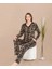 Lady Lingerie Uzun Kollu,leopar Desenli,düğmeli Kadın Pijama Takımı 1
