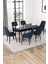 Nice Siyah Mermer Desen 80X132 Açılabilir Mdf Masa Yemek Odası Takımı, Mutfak Takımı 6 Adet Sandalye 1