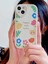 Iphone 13 Kalp Detay Çiçek ve Ayıcık Desenli Ekru Kılıf 3
