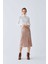 Yırtmaç Detaylı Renkli Etek Karamel K2015105_045 4