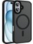 Apple iPhone 16 Plus Kılıf Mat Arka Yüzey Wireless Şarj Özellikli Tkdw Flet Magsafe Kapak-Siyah 1