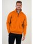 Oversize Yarım Farmuarlı Yakalı Basic Sweatshirt - Turuncu 3