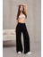 Kadın Yüksek Bel Wide Leg Pileli Palazzo Jeans Pantolon 6