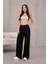 Kadın Yüksek Bel Wide Leg Pileli Palazzo Jeans Pantolon 8