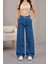 Kadın Yüksek Bel Wide Leg Pileli Palazzo Jeans Pantolon 1