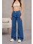 Kadın Yüksek Bel Wide Leg Pileli Palazzo Jeans Pantolon 2