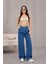 Kadın Yüksek Bel Wide Leg Pileli Palazzo Jeans Pantolon 4